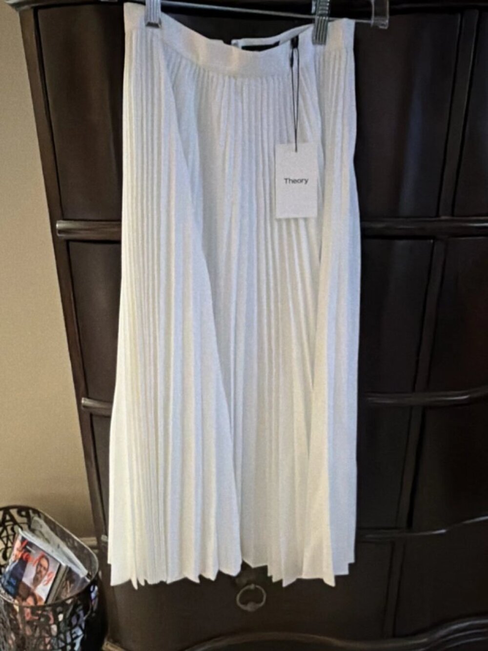 Theory Sunburst Pleated A-Line Poplin Midi Skirt NEW WITH TAGS